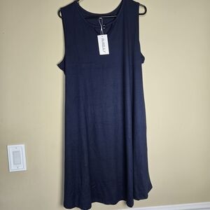 Navy Blue Sleeveless Dress 2XL NWT -  Keyhole Neck Midi